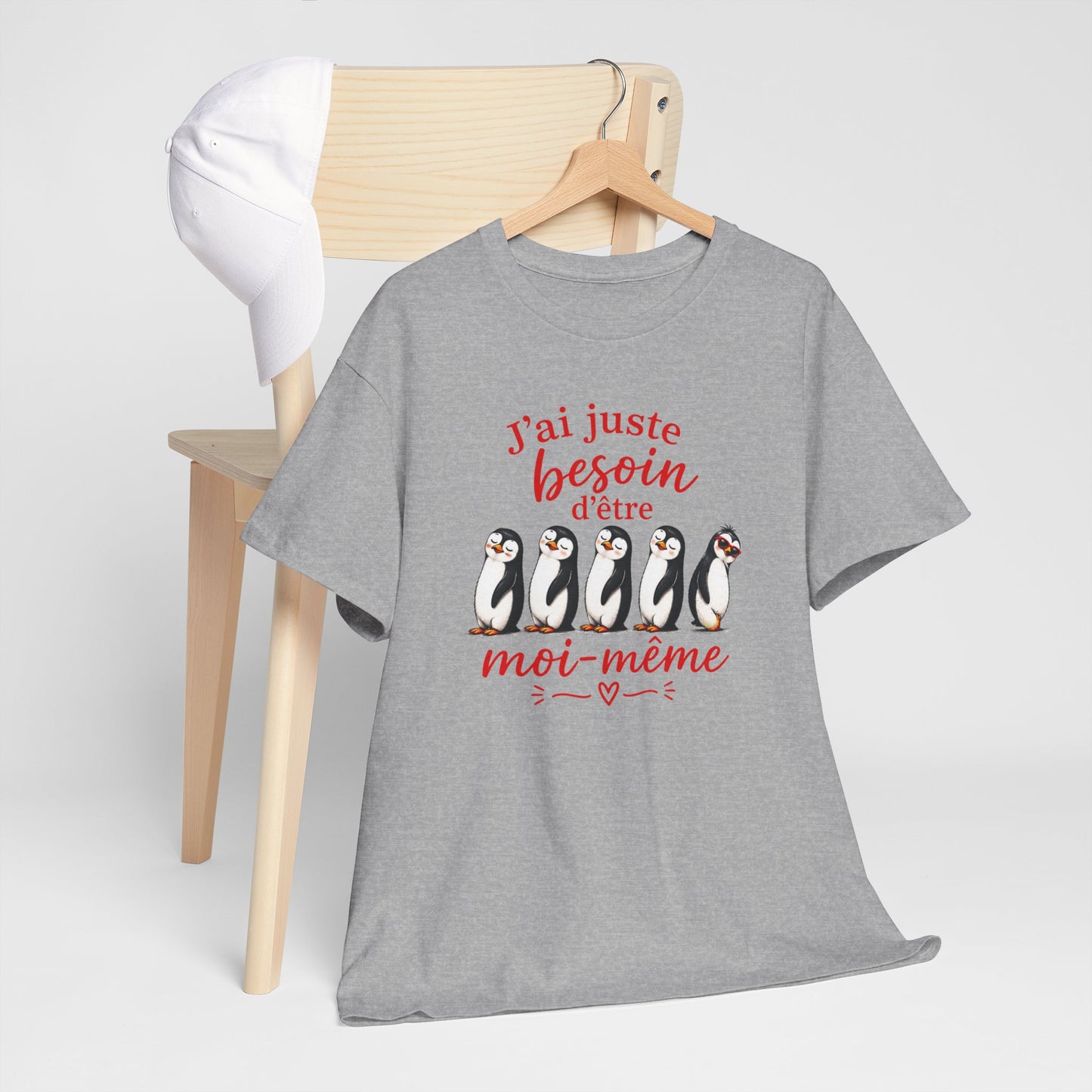 Tee-Shirt J’ai Juste Besoin d’Être Moi-Même – Pingouins Humour Mignon – Cadeau Homme Femme Original