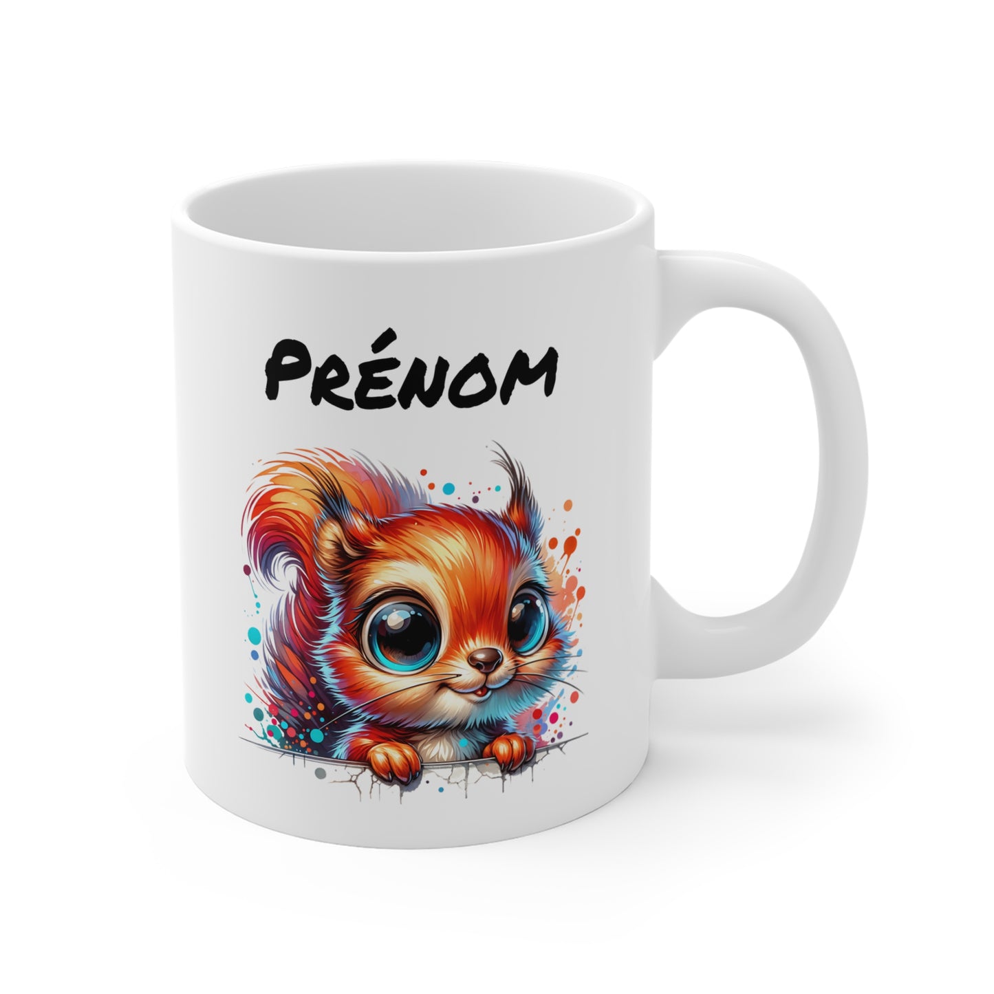 Tasse Personnalisable Écureuil Mignon – Mug Prénom Animal Rigolo – Cadeau Original 325ml