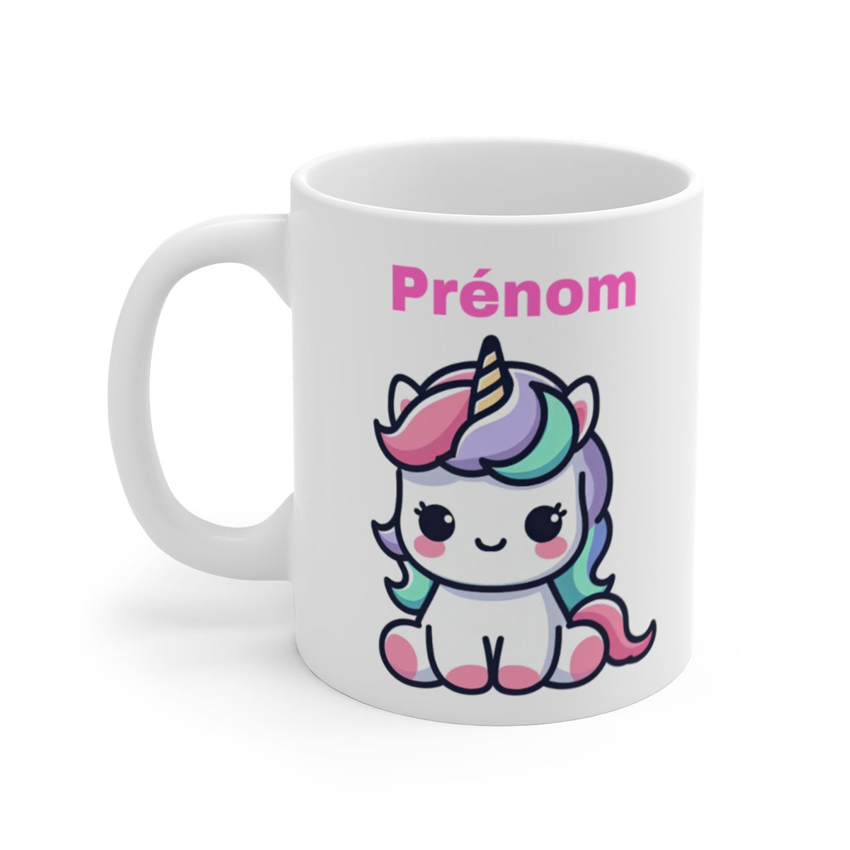 Tasse Licorne Kawaii avec Prénom – Mug Licorne Bébé Personnalisable en Style Cartoon Pastel