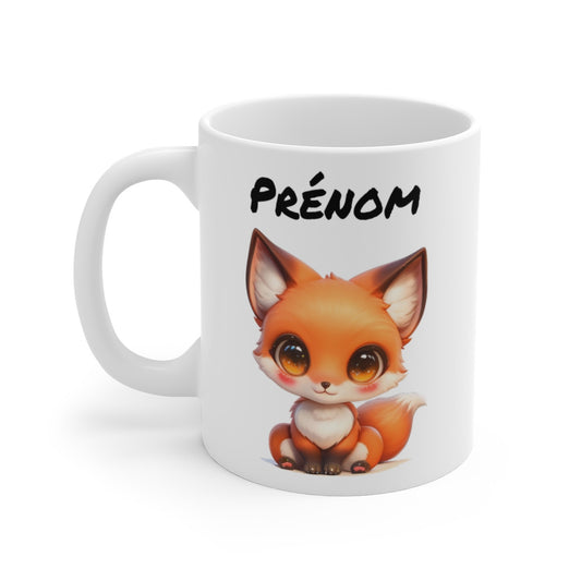 Tasse Renard Personnalisée – Mug Renardeau avec Prénom, Cadeau Mignon pour Enfants et Amoureux des Animaux