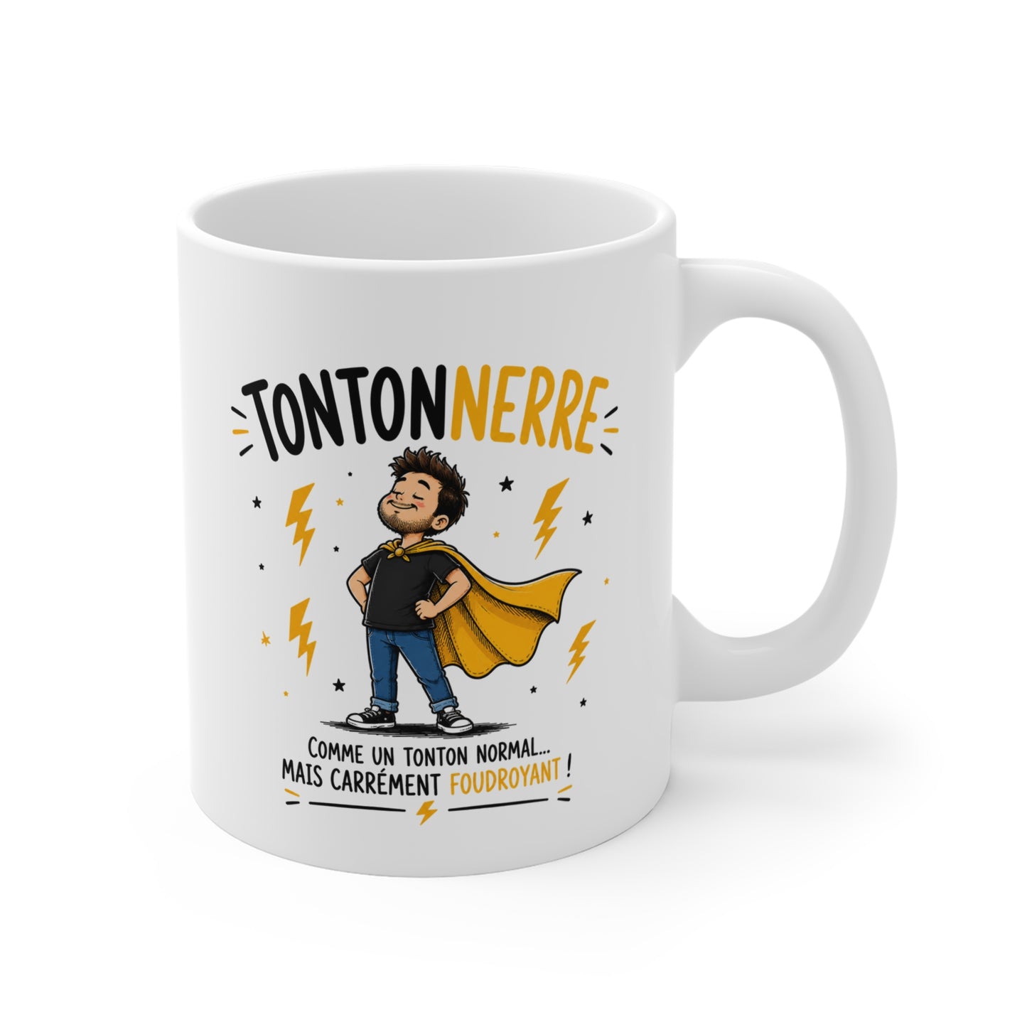 Mug Tontonnerre – Tasse Humoristique pour Tonton – Comme un Tonton Normal Mais Carrément Électrique – Idée Cadeau Originale Anniversaire Noël Famille