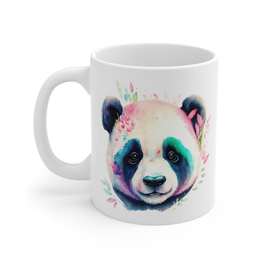 Tasse Panda Aquarelle – Mug Panda Multicolore Style Peinture Fleurie, Cadeau Zen et Artistique