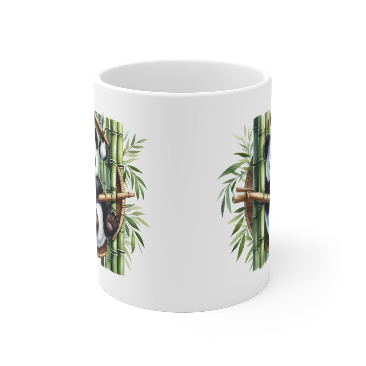 Tasse Panda Mignon Bambou – Mug Panda Assis sur Branche, Décor Cercle Asiatique Nature et Feuillage Zen