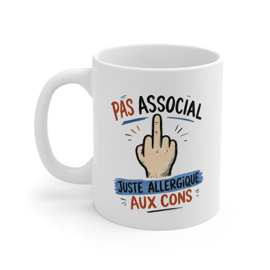 Mug Humour Pas Associal – Tasse Drôle Caractère – Cadeau Original Homme Femme – Humour Sarcastique et Décalé