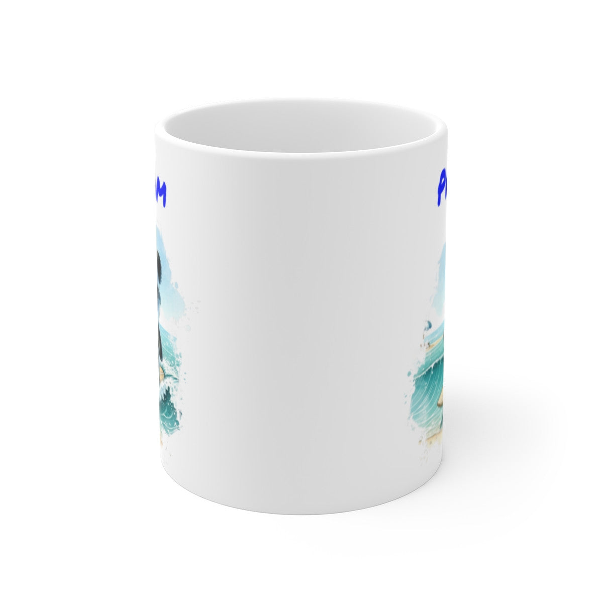 Tasse Panda Surf Personnalisable – Mug Panda Stylé avec Lunettes sur Planche de Surf, Idée Cadeau Été Enfant ou Adulte