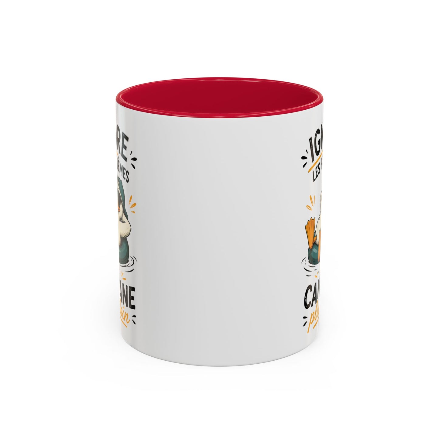 Tasse Humoristique Canard Relax – Ignore les Problèmes et Cancane Plus Loin – Mug Drôle Canard Bouée 325ml