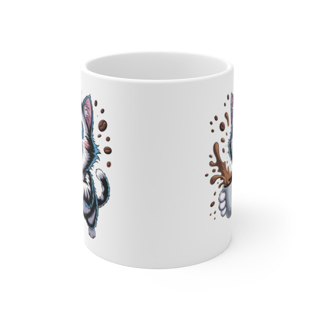 Tasse Chat Énergique – Mug Chaton Rigolo avec Café Splash, Cadeau Original pour Fans de Chats
