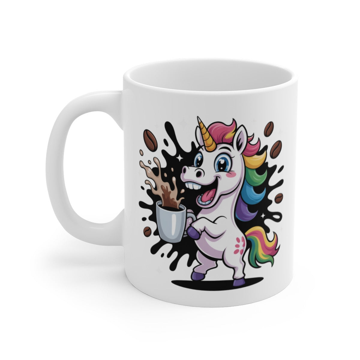Tasse Licorne Amusante – Mug Licorne Rigolote avec Café Débordant, Cadeau Fun et Coloré