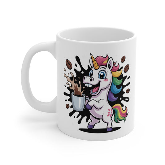 Tasse Licorne Amusante – Mug Licorne Rigolote avec Café Débordant, Cadeau Fun et Coloré