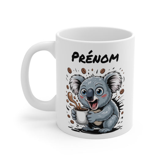 Tasse Koala Personnalisée avec Prénom – Mug Drôle Café Koala pour Femme, Homme ou Enfant