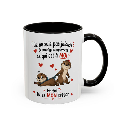 Tasse Je Ne Suis Pas Jalouse Je Protège Simplement Ce Qui Est À Moi – Mug Couple Loutre Humour Amour 325ml