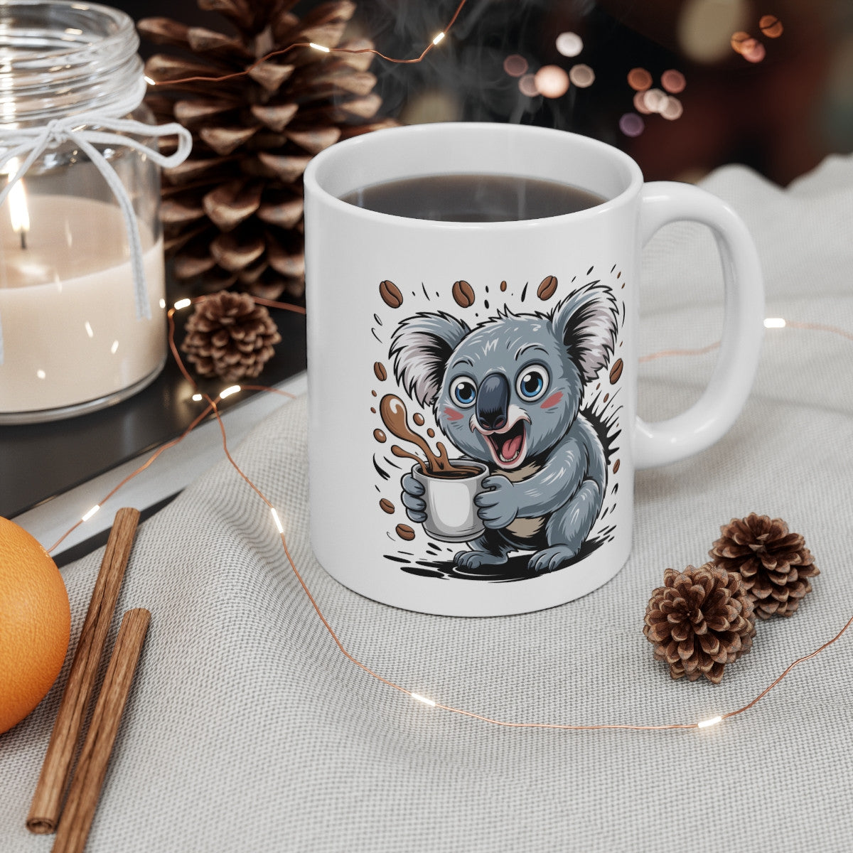 Tasse Koala Drôle – Mug Café avec Koala Surexcité pour Femme, Homme ou Collègue Amusant