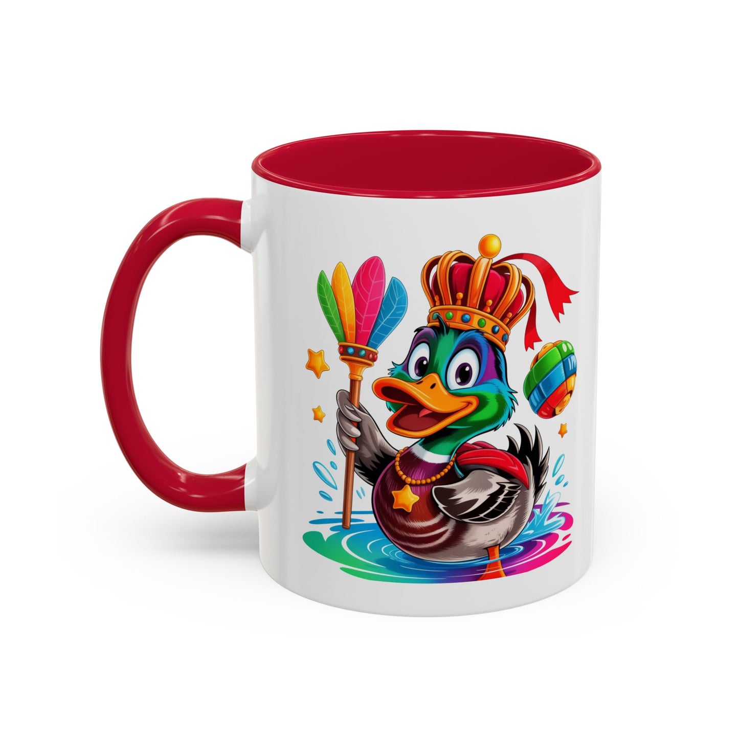 Mug Canard Roi Kawaii avec Couronne et Sceptre – Tasse Colorée et Originale Cadeau Amoureux des Animaux – Céramique 325ml