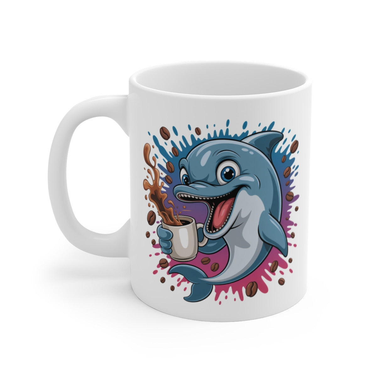 Tasse Dauphin Drôle pour Amateurs de Café – Mug Animal Marin Fantaisie pour Femme, Homme ou Enfant