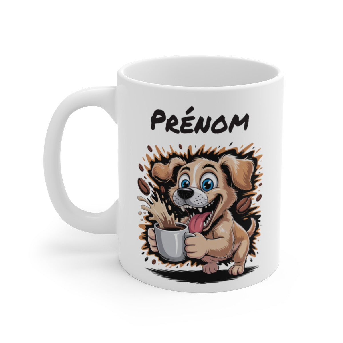 Tasse Chien Personnalisée avec Prénom – Mug Drôle de Chien Amusant pour Amateurs de Café