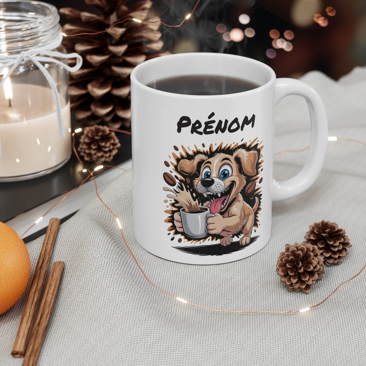 Tasse Chien Personnalisée avec Prénom – Mug Drôle de Chien Amusant pour Amateurs de Café