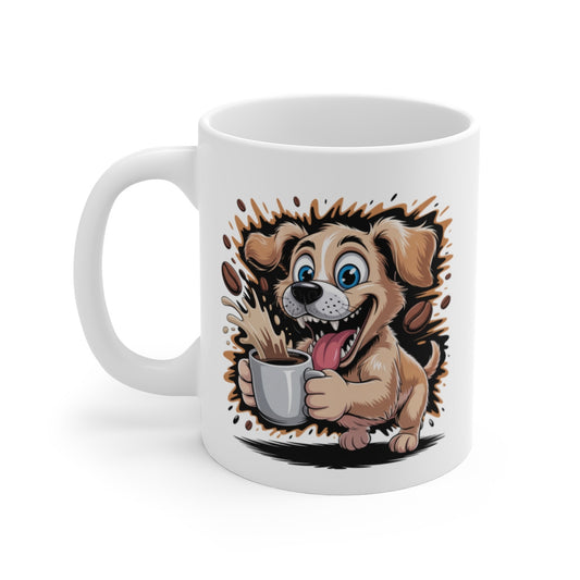 Tasse Chien Drôle – Mug Café avec Chien Énergique, Idée Cadeau Originale pour Amateurs de Chiens