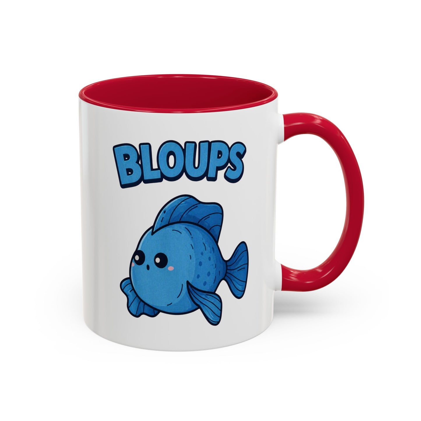 Mug Poisson Bleu Kawaii Homme – Tasse Humour Bloups – Cadeau Original Drôle Animal Marin Café Thé 325ml