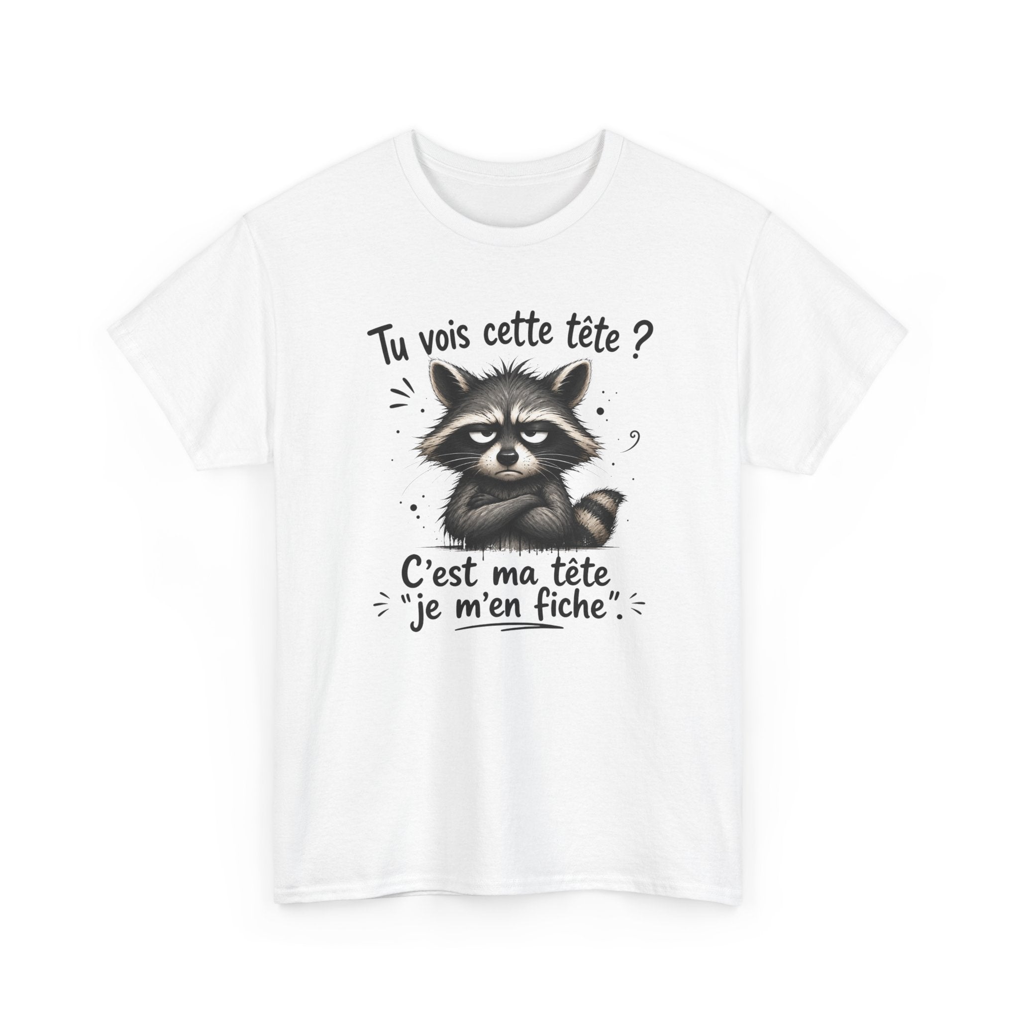 Tee-Shirt Tu Vois Cette Tête C’est Ma Tête Je M’en Fiche – Raton Laveur Humoristique – Cadeau Humour Sarcasme Homme Femme Adulte
