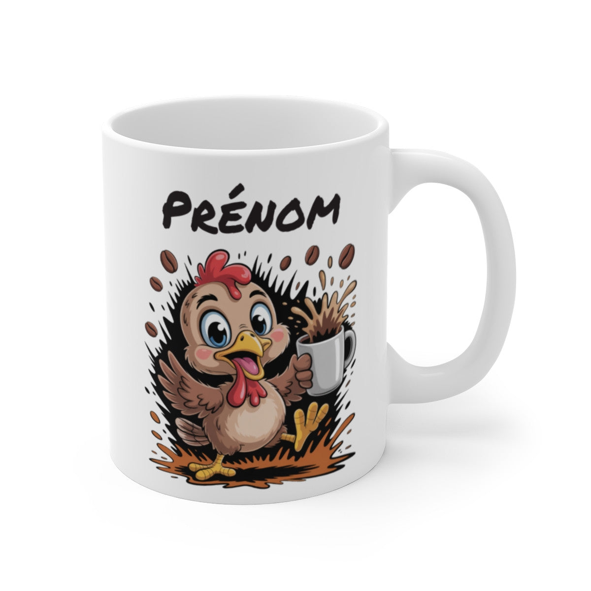 Tasse Poule Personnalisée avec Prénom – Mug Drôle de Poule pour Amateurs de Café