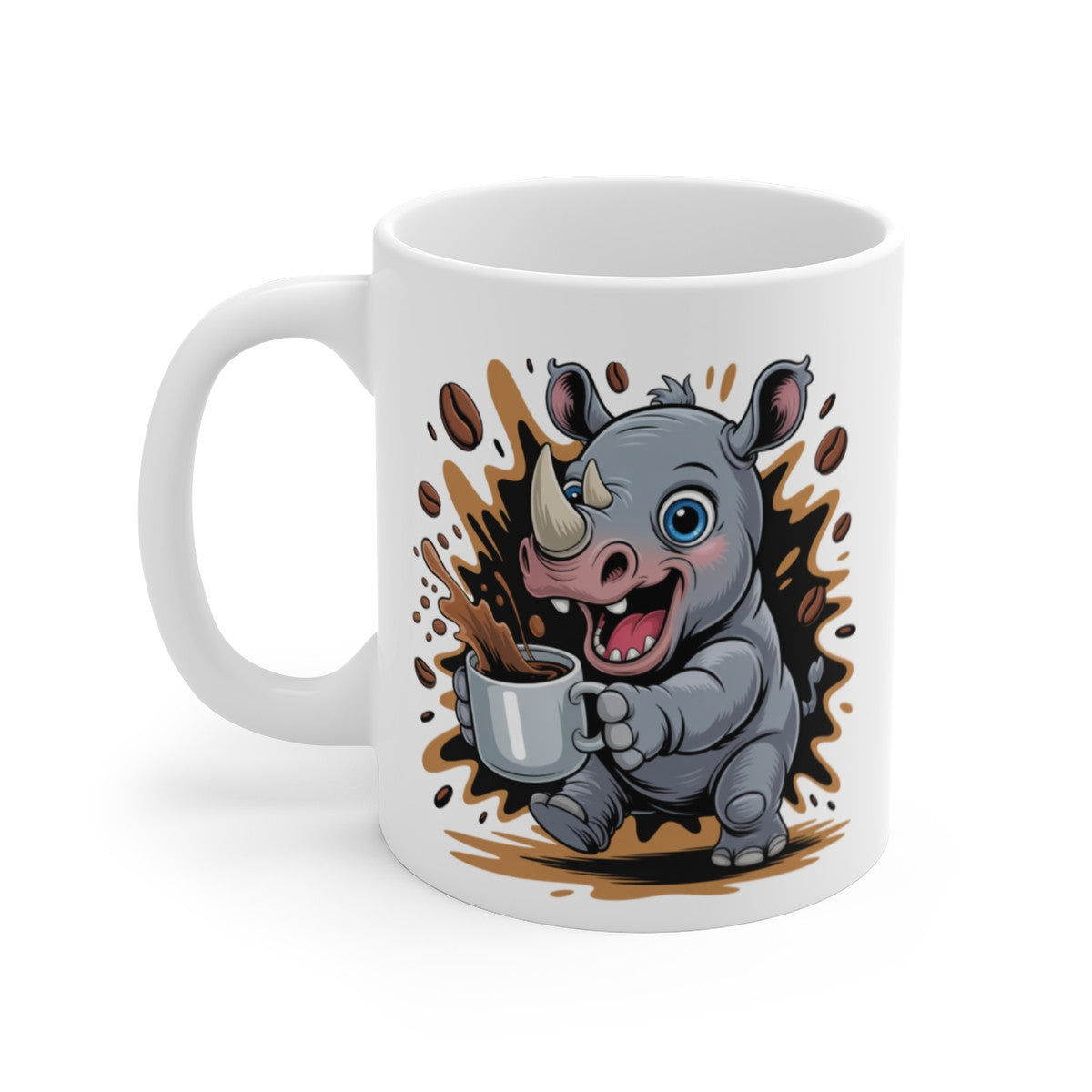 Tasse Rhinocéros Drôle pour Amateur de Café – Mug Cartoon Rhino pour Homme, Femme ou Enfant