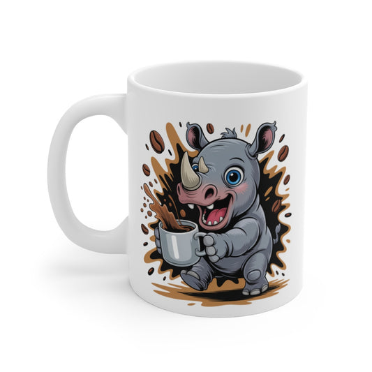 Tasse Rhinocéros Drôle pour Amateur de Café – Mug Cartoon Rhino pour Homme, Femme ou Enfant