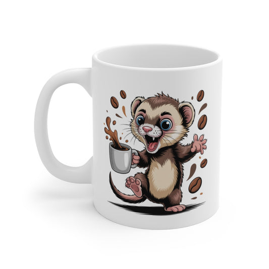 Tasse Furet Drôle – Mug Café avec Furet Cartoon Énergique pour Femme, Homme ou Enfant