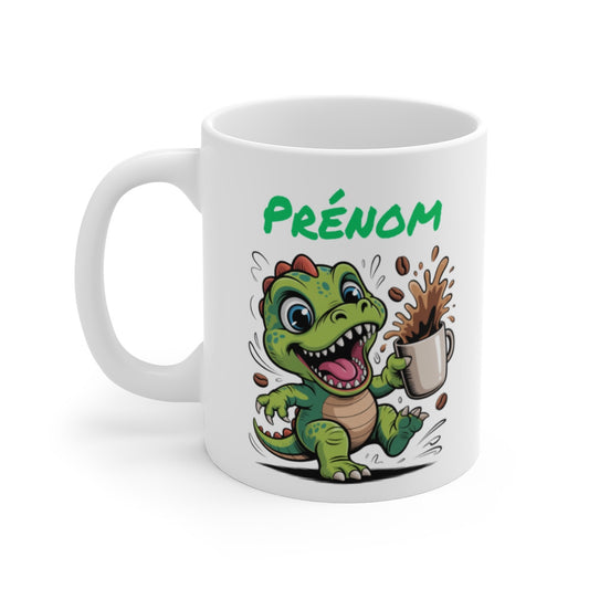 Tasse Dinosaure Personnalisée avec Prénom – Mug Café Drôle Dino pour Enfant, Femme ou Homme