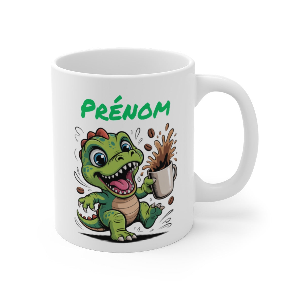 Tasse Dinosaure Personnalisée avec Prénom – Mug Café Drôle Dino pour Enfant, Femme ou Homme