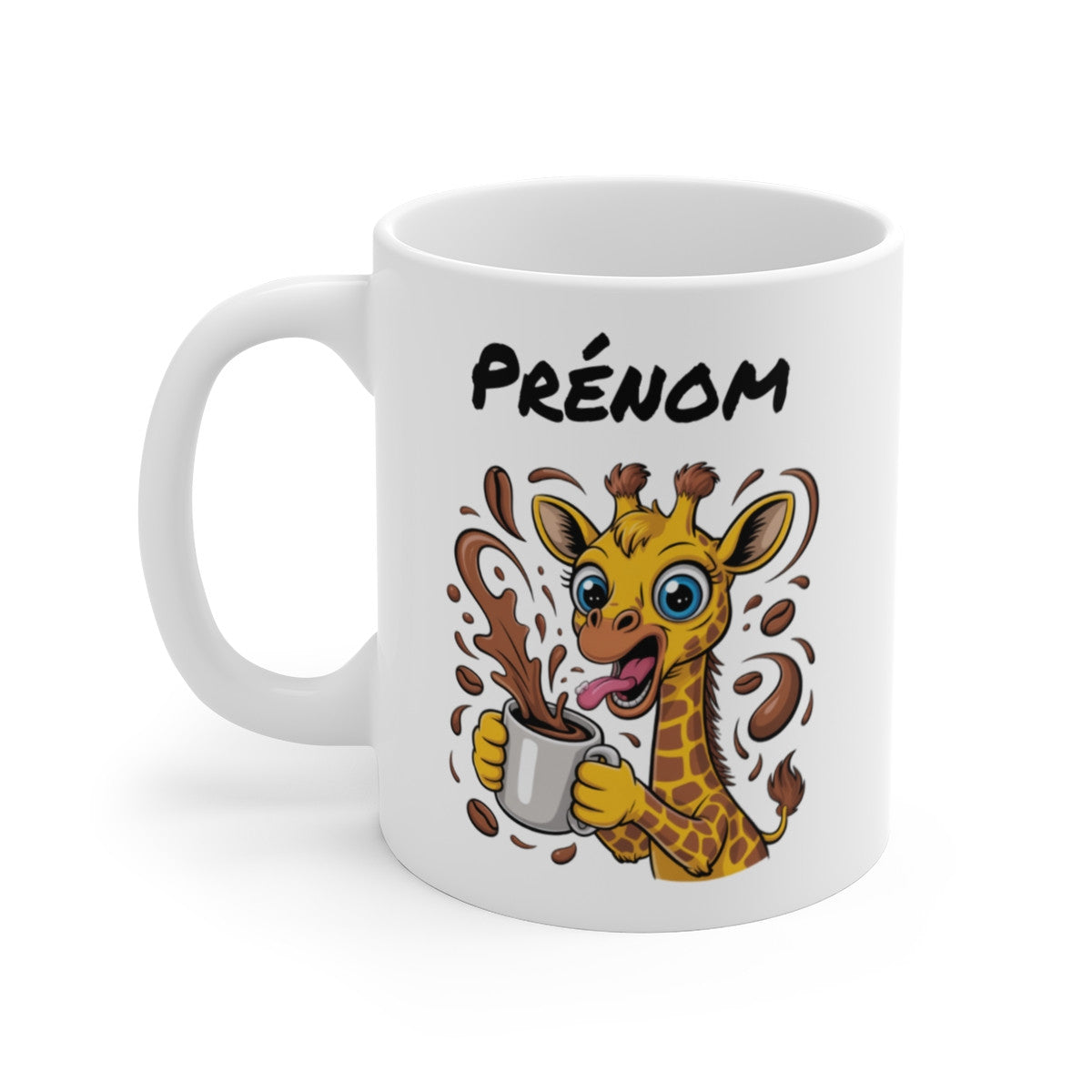 Tasse Girafe Personnalisée avec Prénom – Mug Drôle Girafe Cartoon pour Femme, Homme ou Enfant