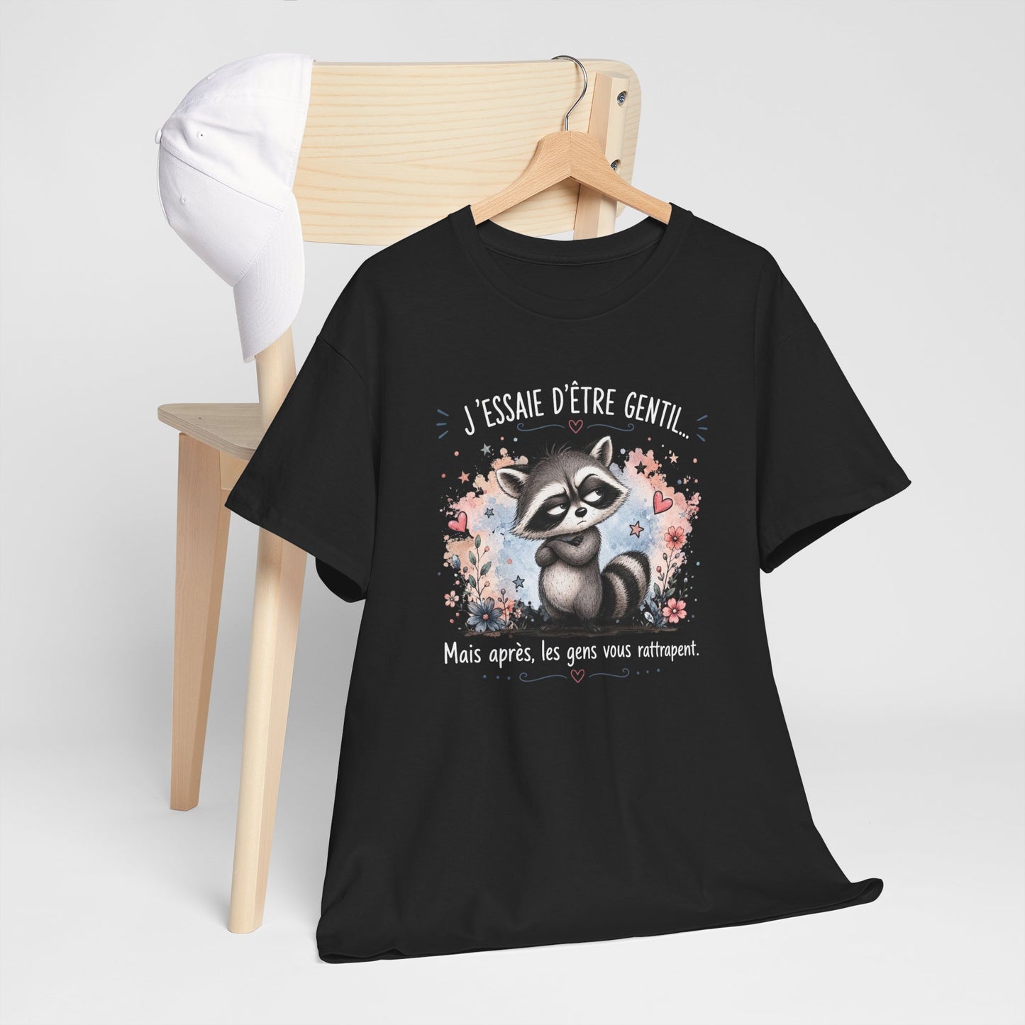 Tee-Shirt Humour Homme et Femme – Raton Laveur Drôle Blasé – Idée Cadeau Original Animal Mignon Anniversaire