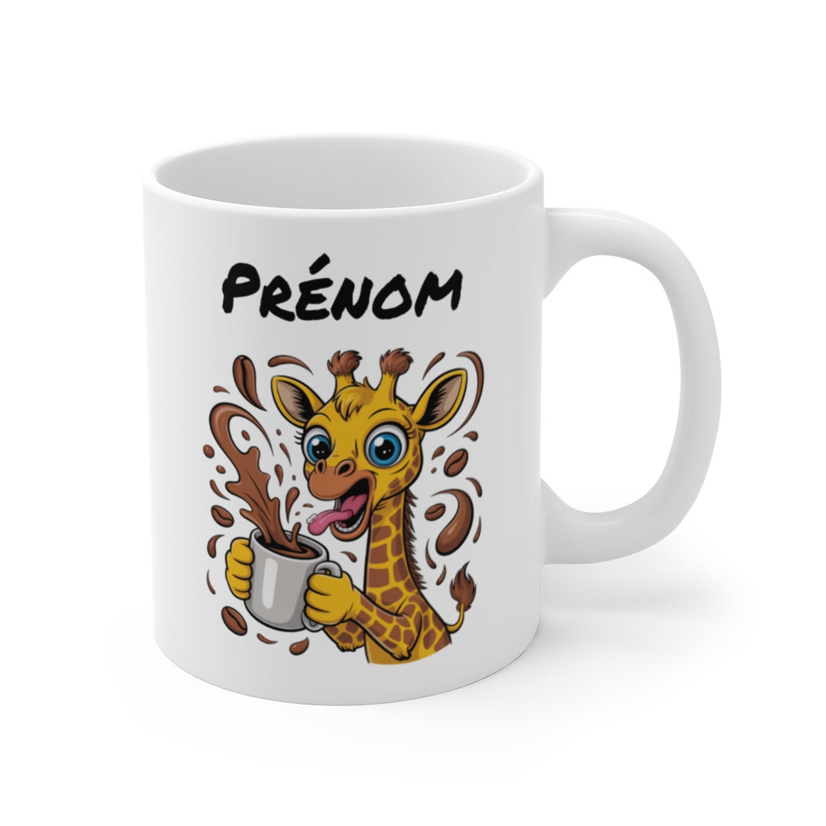 Tasse Girafe Personnalisée avec Prénom – Mug Drôle Girafe Cartoon pour Femme, Homme ou Enfant