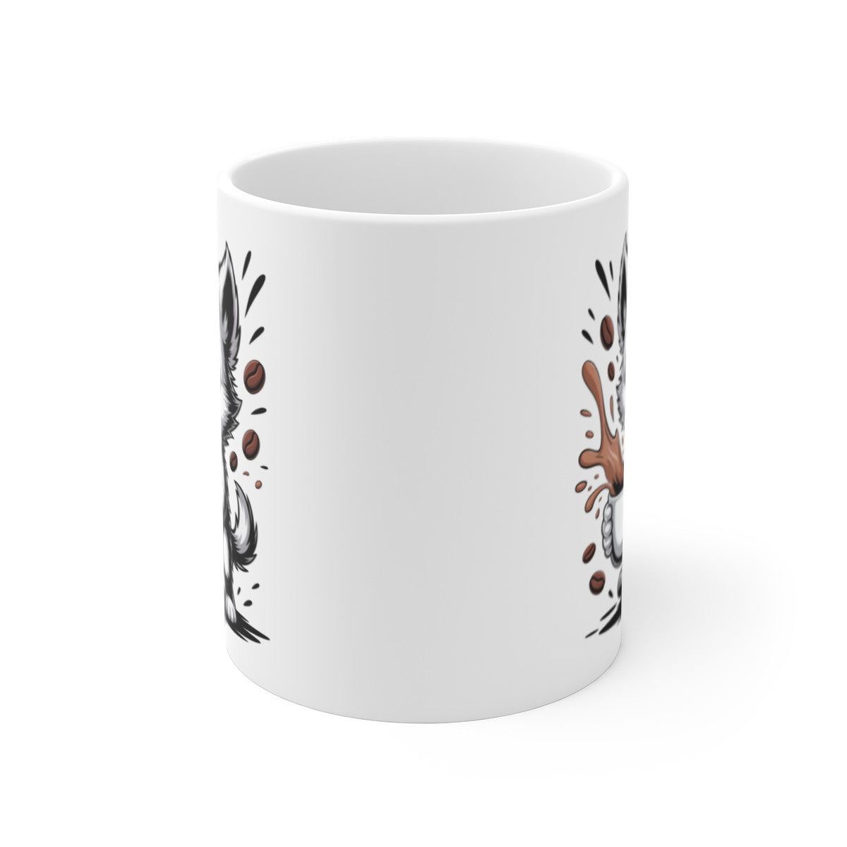 Tasse Loup Blanc Mignon – Mug Animal Rigolo, Idée Cadeau Originale, Loup Caféiné