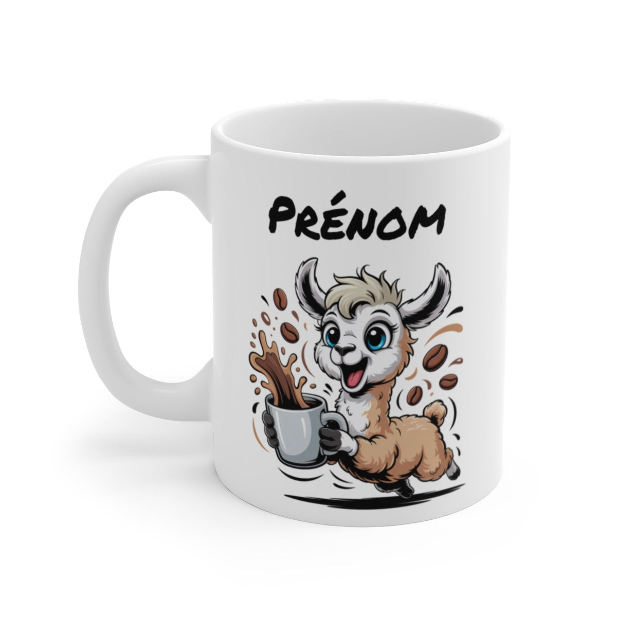 Tasse Lama Personnalisée avec Prénom – Mug Rigolo Animal – Cadeau Unique Enfant ou Adulte