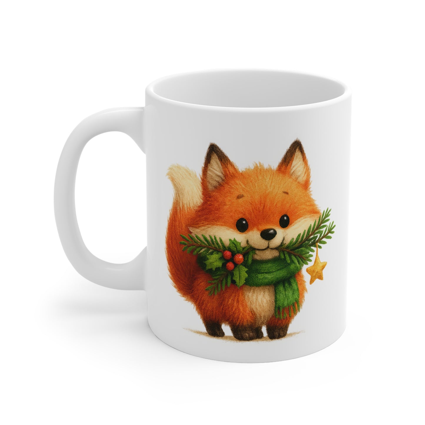 Tasse Céramique Renard Noël Mignon – Mug Hiver Festif – Cadeau Nature et Douceur 325 ml
