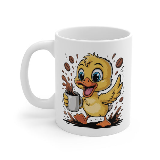 Mug Canard Mignon Tasse Café Énergique avec Dessin de Caneton Cadeau Original pour Amoureux des Animaux