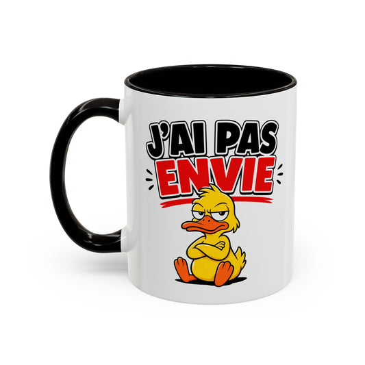Mug Drôle J’ai Pas Envie – Tasse Humoristique avec Canard Boudeur – Cadeau Humour Bureau Travail Café 325ml