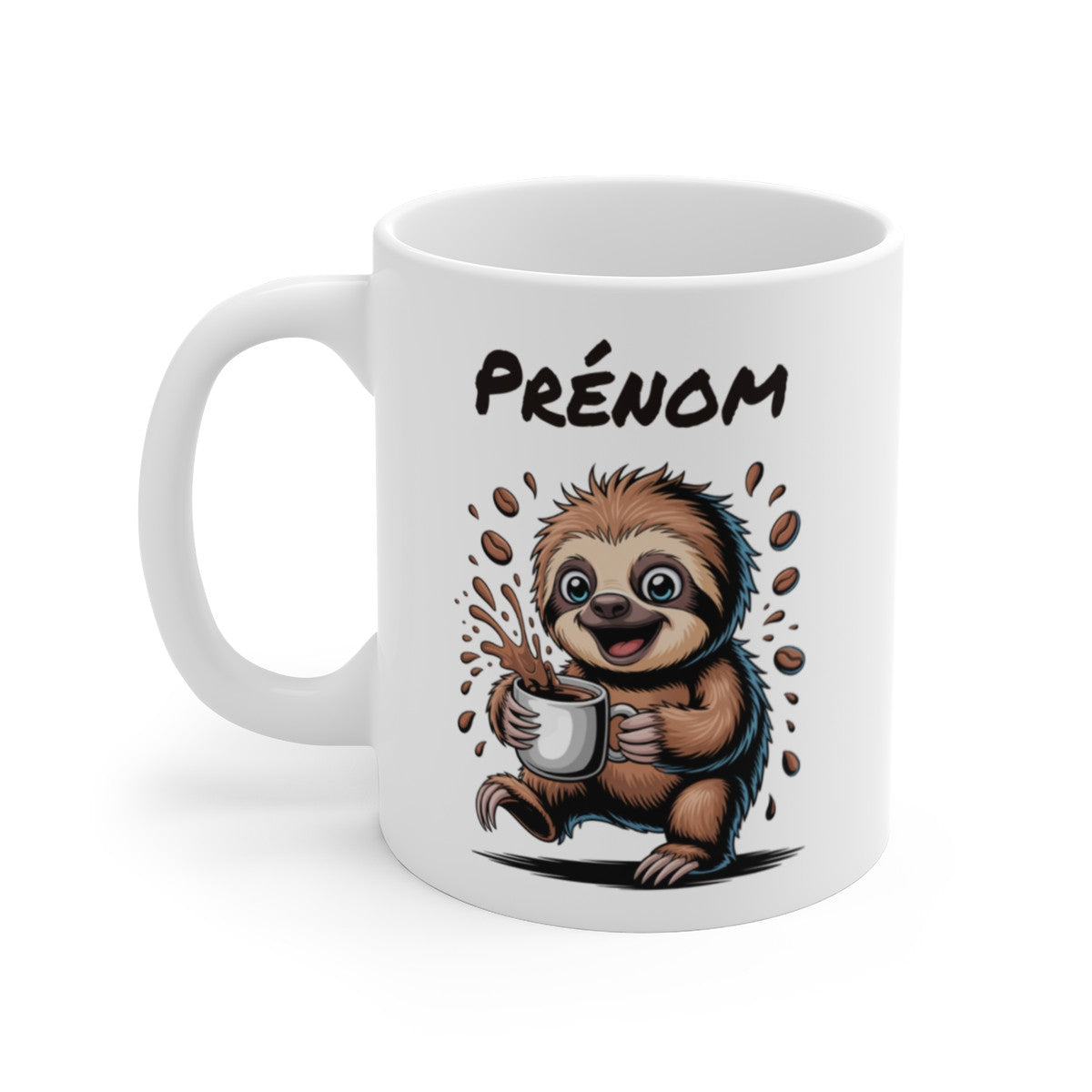 Mug Paresseux Personnalisé Tasse Café Rigolote avec Prénom Cadeau Original pour Les Fans d’Animaux Mignons