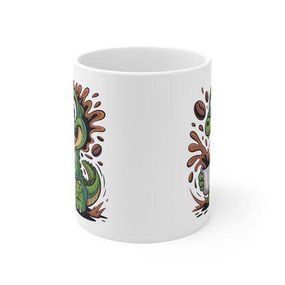 Mug Crocodile MignonTasse Café Rigolote avec Croco Surexcité Cadeau Original pour Amateurs de Reptiles