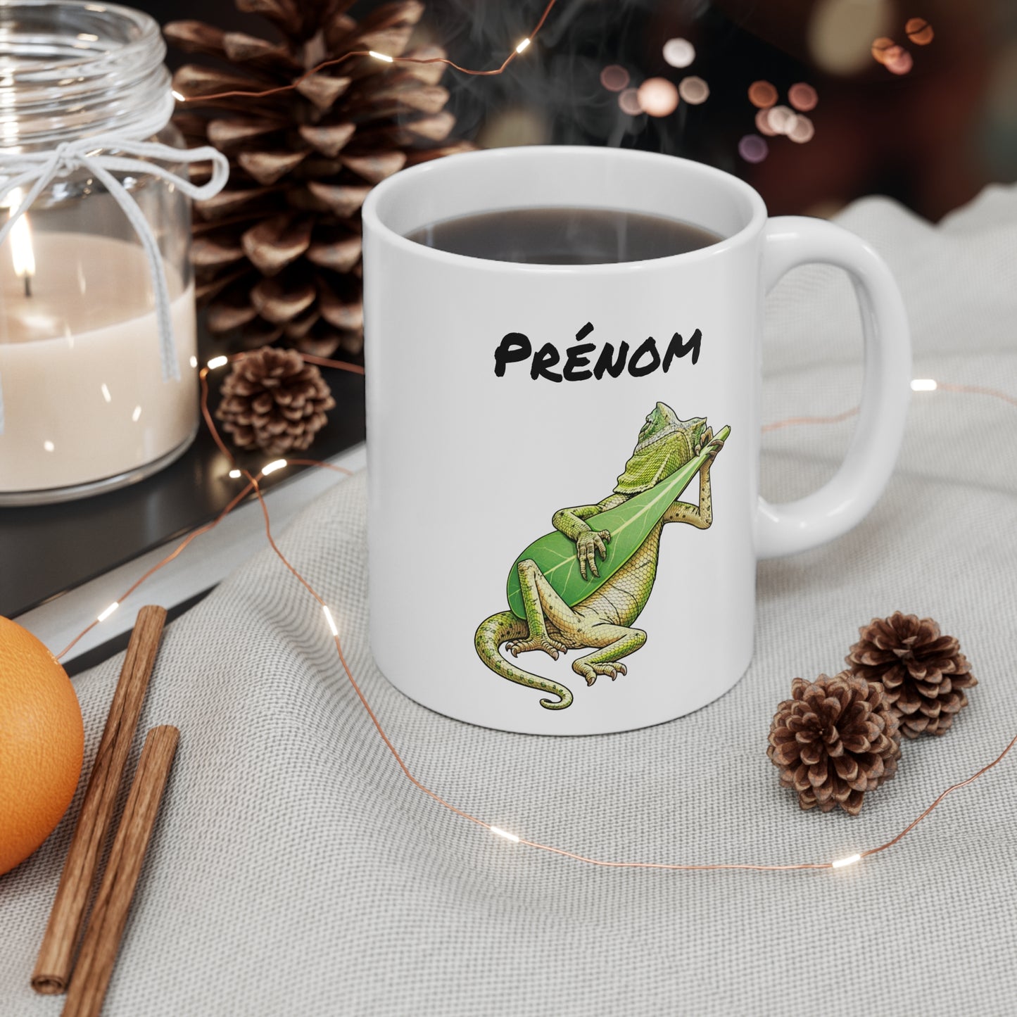 Tasse Lézard Personnalisable avec Prénom – Mug Animal Musique Original – Cadeau Créatif Nature 325ml