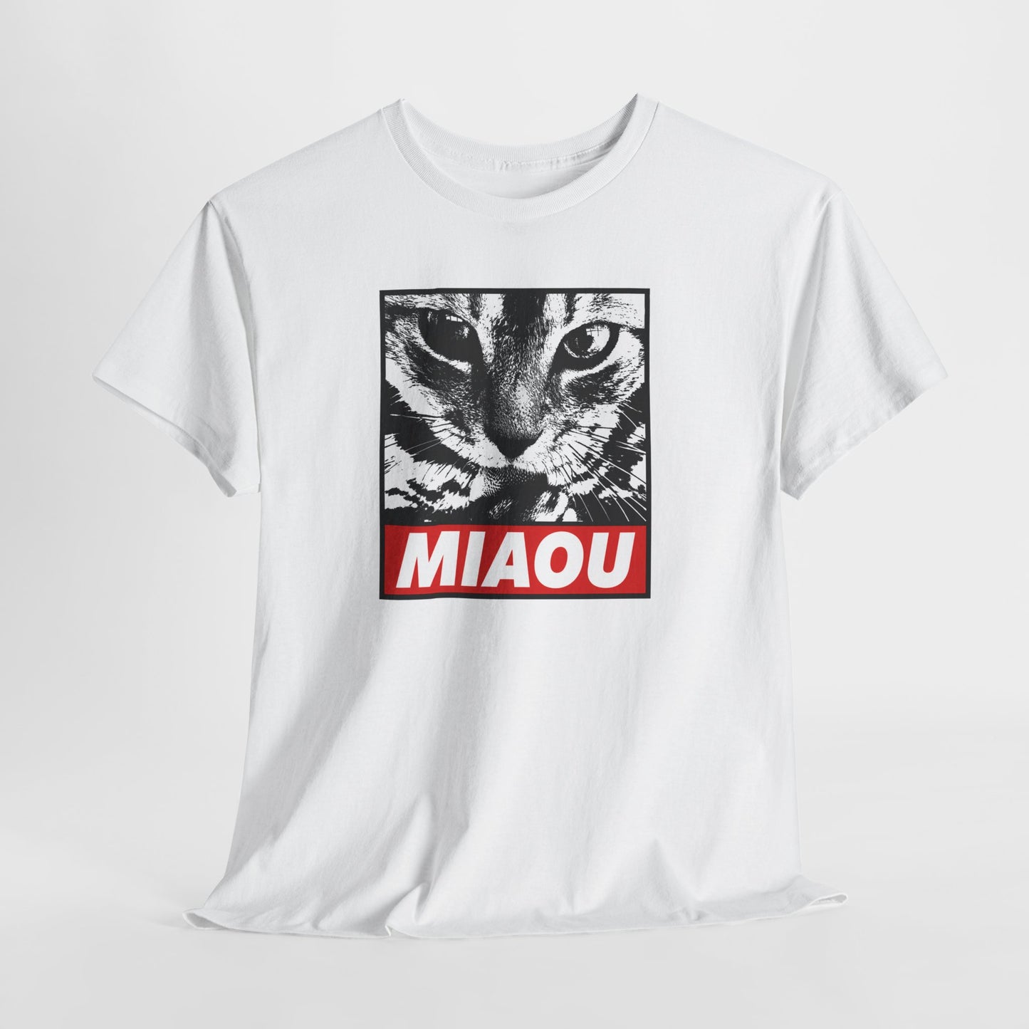 Tee Shirt Chat Homme Femme – Portrait Félin Noir et Blanc – Idée Cadeau Amoureux des Chats Humour Miaou Passion Féline