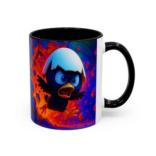 Mug Poussin Noir Cartoon Calimero – Tasse Oiseau Mignon Coquille d’Œuf Humour Dessin Animé 325ml