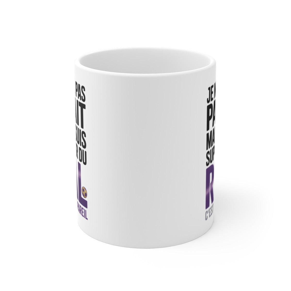 Tasse Real Madrid Pas Parfait Mais Supporter du Real  Mug Humour Football Blanc Violet