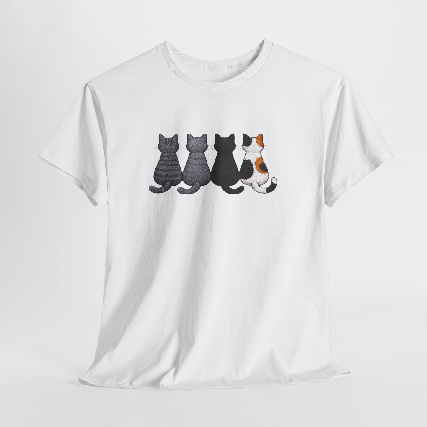 T-Shirt Chats Assis de Dos Minimaliste Amoureux des Chats Cadeau Femme