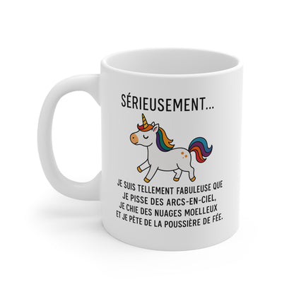 Mug Licorne Drôle – Tasse Humour Fabulouse Arc-en-Ciel – Idée Cadeau Amie, Femme, Anniversaire 325ml