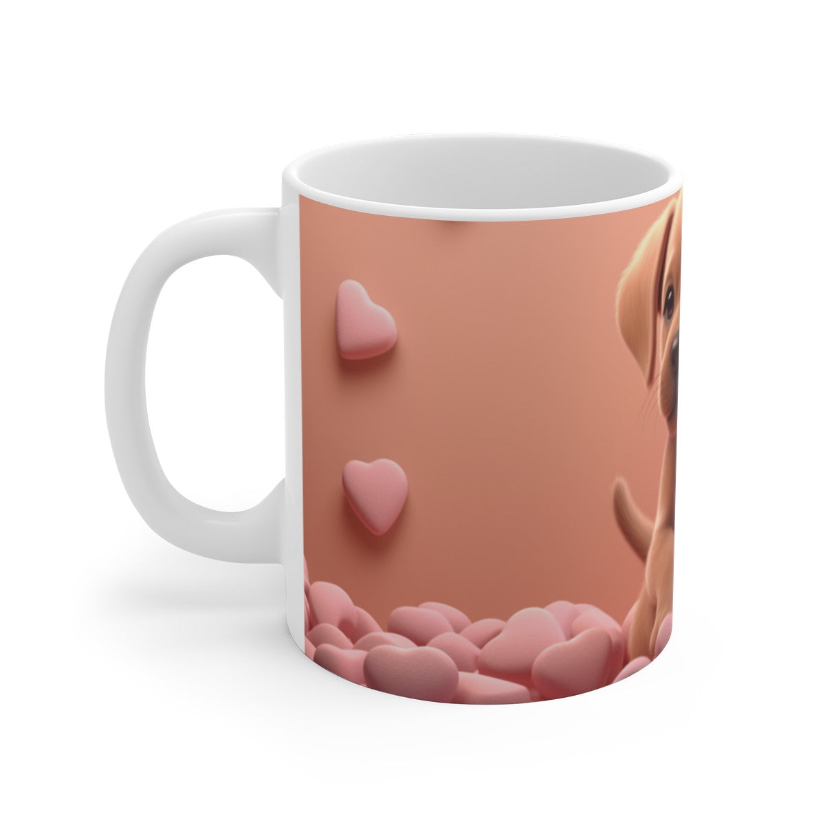 Tasse Chiot Mignon – Mug Chien Adorable avec Cœurs – Cadeau Kawaii Romantique Animaux