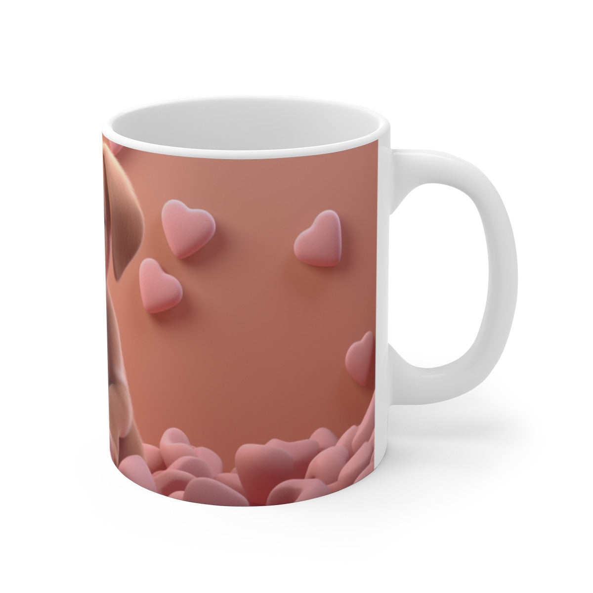 Tasse Chiot Mignon – Mug Chien Adorable avec Cœurs – Cadeau Kawaii Romantique Animaux