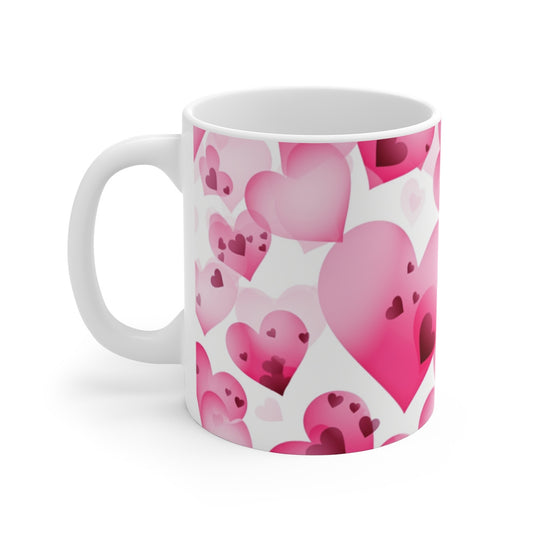 Tasse Cœurs Roses Mug Romantique Amour Saint-Valentin Cadeau Fête des Amoureux Kawaii