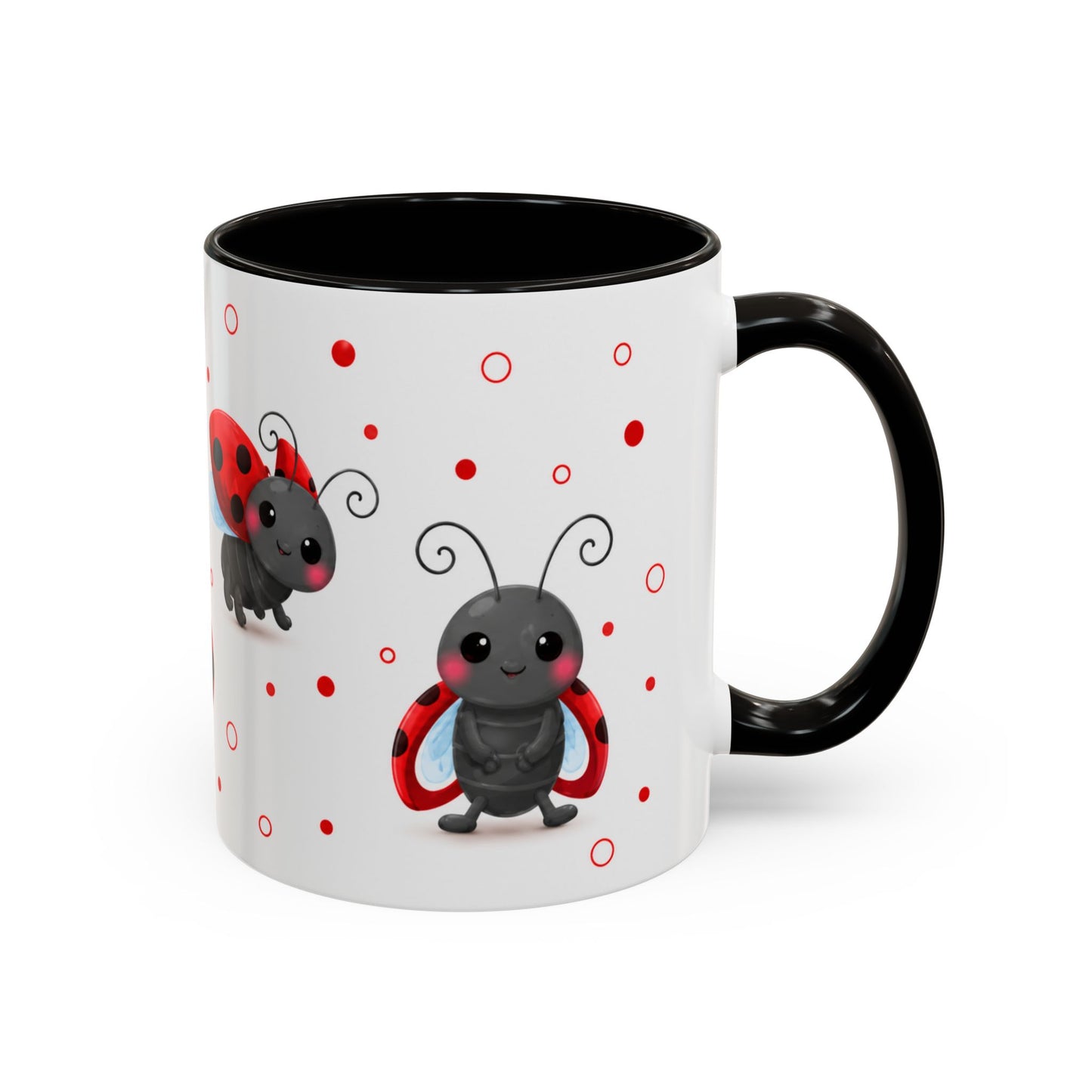 Tasse Coccinelles Mignonnes – Mug Kawaii Insectes Cartoon et Rouge Noir – Cadeau Nature 325ml