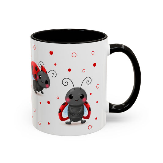 Tasse Coccinelles Mignonnes – Mug Kawaii Insectes Cartoon et Rouge Noir – Cadeau Nature 325ml